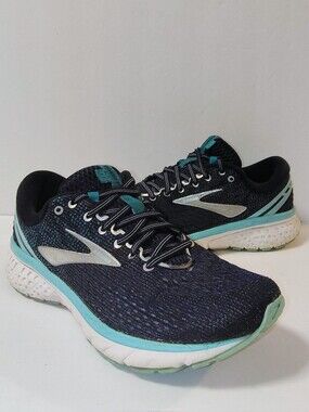 Brooks Women's Ghost 11 Athletic Running Lace-Up Low-Top Mesh Sneakers Navy/Aqua